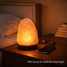 Himalayan Salt Lamp, 8-Color Changing, Colorful Mineral Night Light, Creative Warm Bedside Decor Lamp, Natural Crystal Salt Rock Lamp, Valentine's Day/Birthday Gift, Home Decor - Hand-Carved, LED Bulb And Genuine Rubber Wood Base, Creates A Relaxing Ambiance - Multicolor - View 4