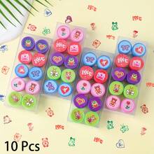 10/20pcs Valentine's Day Mini Self-Inking Stamp Set, Colorful Plastic Stamps With 10 Different Patterns, Great For Children Valentine's Day Party Favors, Classroom Rewards, School Goodie Bag Fillers, Random Colors - Valentine's Day 8 - View 10