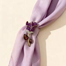 1 pieza Broche de tulipán elegante y de moda con rhinestones, accesorio versátil para uso diario en ropa y bolsos - A - Ver 2