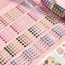 1 Roll Simple Handwritten Polka Dot Colorful Tape Single Pack - Student Gift, DIY Handwritten Notebook Material Tape Sticker Tool And Self-Adhesive Tape (1 Roll Polka Dot Tape, Approx. 600 Dots), Back To School Season Essential - Round - View 12