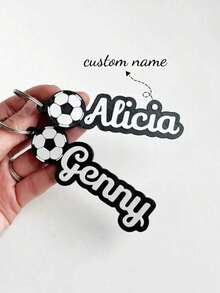 Customized Football Name Tag - Personalized Football Bag Tag For Men & Women, Customizable With Name/Team - Football Gift - Football Team Gift - Football Keychain - Multicolor - View 3