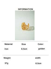 1pc Metallic Geometric Single Cuff Bracelet - Gold - View 12