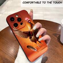 1PC Phone Case ,  Chicken In Flight Orange Background , Stylish Phone Case, Phone Decoration, All-around Lens Protection, Creative Small Gift, Funny Gift for Boys and Girls - ブラック - チェックする 2