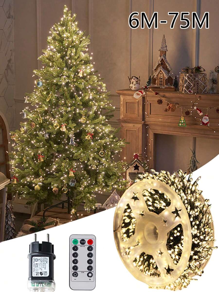 6m-50m LED Firecracker String Lights, Fairy Lights, Green Copper Wire Christmas Lights, Suitable For Garden Party, Wedding, Outdoor New Year, Christmas Tree Decoration