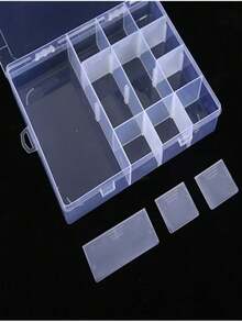 2个透明塑料收纳盒，14格可拆卸鱼钩整理盒，珠宝展示盒，透明收纳整理盒，适用于电子元件、零件、渔具、药品等。 - 彩色 - 查看 4