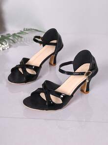 2026春季黑色小猫跟凉鞋，快速发货女士黑色高跟凉鞋，商务休闲优雅女士凉鞋，派对鞋 - 黑色 - 查看 6