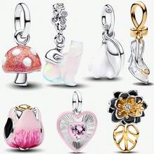 1件闪亮烟花造型食肉植物恶魔龙吊坠，镀银，适用于手链、项链、DIY首饰、生日礼物、周年纪念礼物