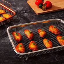 Stainless Steel Fry Basket Rack - Multipurpose Mesh Cooking Tray, Healthier Cooking, Durable, Design, Great For Frying Fries And Vegetables, Essential For Kitchen | Stylish Metal Appearance | Sturdy And Durable, Fry Basket Rack - Multicolor - View 9