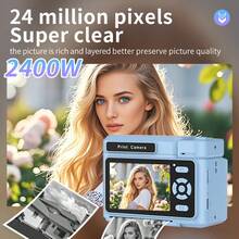 Instant Print Camera With No Ink, Flash, 1080P HD Video - 2.4" Screen, Auto Focus, 1500mAh Battery, Capture Moments Instantly - one-size - View 3