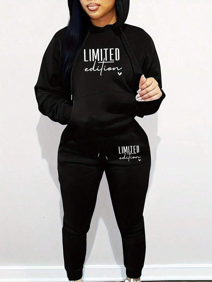 Hoodies For Womenhoodie2025 LC Women's Casual Polyester Knitted Sportswear - Hooded Long Sleeve Sweatshirt With Pockets & Matching Sports, Letter Print Design - Autumn And Winter Series Casual Daily Wear Halloween Costumes,Thanksgiving Clothing,Hoodie Autumn And Winter,Male And Female Neutral Short Sleeves,Fall Clothes Plus Size,Sweatshirt,Fall Clothes Women,,ClothingLoose And Comfortablehoodies For Women Clothes Clothes - 黑色 - 查看 1