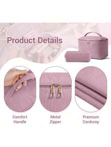 MAGEFY Bolsa de Maquillaje Con Asa Resistente y Cómoda Gran Capacidad Bolsa de Viaje Cosmetiquera Neceser Portátil para Muchas Ocasiones para Mujeres-Rosa - gris - Ver 10