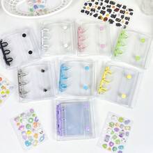 1 pieza Carpeta de anillas sueltas A8 colorida, planificador de 3 anillas de colores caramelo, álbum de pegatinas con relieve 3D, álbum de pegatinas, planificador DIY, cuaderno de pegatinas compacto, libro de sellos transparente, páginas de recambio transparentes de PP, álbum de fotos, adecuado para scrapbooking, colección de pegatinas, cubierta de cuaderno DIY, planificador de presupuesto, planificador, cuaderno, organizador de recibos y notas, suministros estudiantiles y de oficina - Multicolor - Ver 4