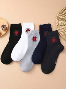 Marvel 1 Pair/5 Pairs/10 Pairs Men's Crew Socks - Spider-Man Patterned Crew Socks, Solid Color Sports Crew Socks, Versatile Style, Suitable For Daily Wear And As Holiday Gifts - Multicolor - View 7