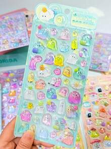 3D Cute Stickers - Cartoon Hot Dog Sushi Bubble Stickers, Adorable Mini Plush 3D Reusable Stickers For Scrapbooking, Planners, Diaries, Notebooks, Laptops - Multicolor - View 5