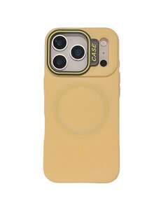 1pc Magnetic Adsorption Soft Silicone Colorblock Macaron Phone Case Compatible With IPhone 11/12/13/14/15/16/17/Pro Max - Lemon Yellow - View 3