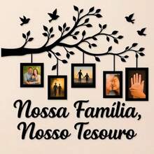 Decorative MDF Wall Art – Tree With Frames For Family Photos - Black - View 1