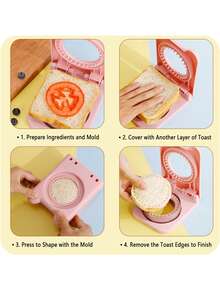 1 Peça Máquina de Fazer Sanduíche de Aço Inoxidável, Molde de Selagem de Café da Manhã, Espremedor de Biscoitos, Ferramenta de Bolso de Torrada, Cortador de Sanduíche Quadrado, Adequado para Uso Doméstico na Cozinha - Multicolorido - Visão 4