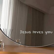 2pcs Randysticker Jesus Loves You Encouragement Words Home Decoration Bathroom Decoration Mirrors Makeup Mirrors Doors And Windows Wall Stickers Gifts Birthday Graduation - Multicolor - View 2