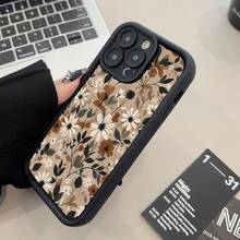 Compatível com iPhone 16 e 15 Pro Max Plus 14 13 12 11 X XR, capa de telemóvel em silicone macio com padrão de design floral, resistente, durável, à prova de choques e anti-arranhões, presente para raparigas e mulheres, adequada para iPhone 17 Air - Preto - Ver 3