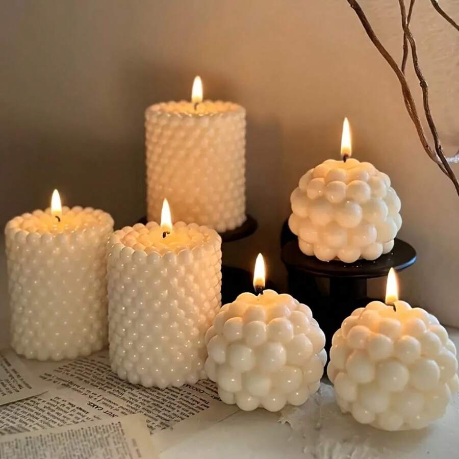 DIY环氧树脂模具、3D泡沫蜡烛模具、球形树脂蜡烛模具、圆柱形硅胶肥皂模具、蜡烛制作、硅胶石膏肥皂模具、树脂粘土工艺品、大豆蜡、DIY手工模具 - 白色 - 查看 1