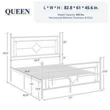 Allewie Full/Queen Size Metal Platform Bed Frame With Victorian Vintage Headboard And Footboard/Mattress Foundation/Under Bed Storage/No Box Spring Needed/Noise-Free/Easy Assembly, White - 白色 - 查看 8