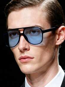 1pc Men's Classic Frame Simple Style Lightweight Retro Fashion Glasses, Daily Outdoor Holiday Party Leisure Style Dress, With Glasses Box - Multicolor - View 13