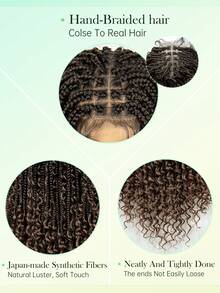 A ANYTIME 1pc Elegant Full Lace Curly Braided Wig For Women, High-Temperature Fiber, 200% Density, Full Lace Area, Versatile Long Style, Soul Goddess Collection - Brown - View 7