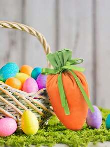Túi quà hình củ cà rốt, đồ trang trí giỏ quà Phục Sinh, túi đựng kẹo bằng vải có dây rút, thích hợp cho tiệc sinh nhật, trang trí lễ Phục Sinh, đồ trang trí giỏ quà mùa xuân, trò chơi săn trứng, quà tặng tiệc tùng. - Nhiều màu - Xem 8