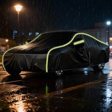 210T Heavy Duty Car Cover - All Weather Protection, Waterproof/Windproof/UV Resistant | Full Length Zipper Door, Easy To Put On And Take Off | Universal Fit For SUV, Sedan, Hatchback And Pickup - Black - View 3