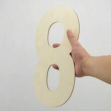 11.8 英寸（30 厘米）未上漆木质数字牌，10 个装，空白未涂漆木质数字，适用于涂漆、工艺品制作、商店和家居墙面装饰 - 杏色 - 查看 9