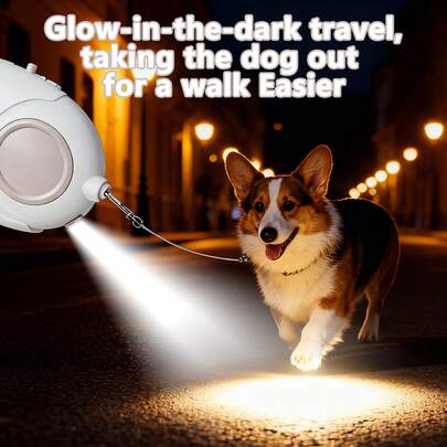 1 pièce Laisse rétractable pour chien Beetle, flexible et non coincée, anti-explosion, compacte et portable, avec lumière LED pour une utilisation nocturne, port de charge de type C, pour petits chiens