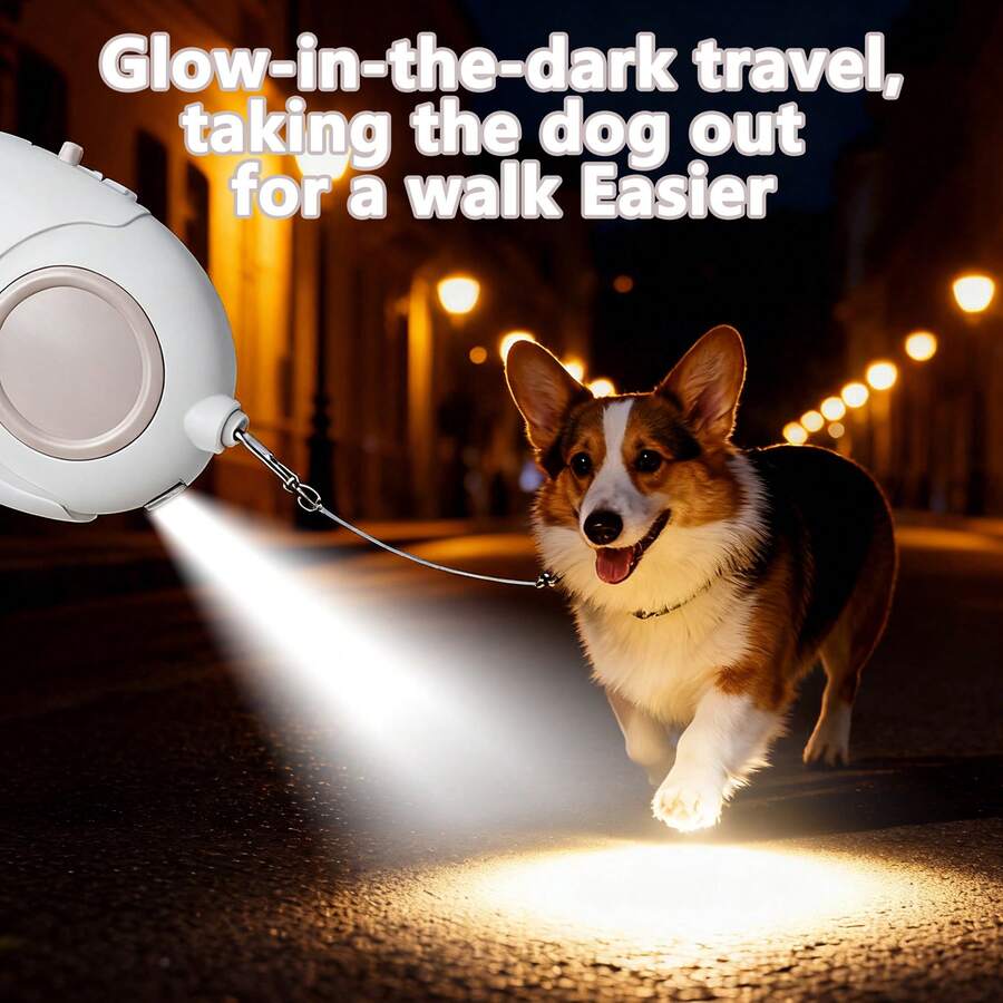 1pc Beetle Retractable Dog Leash, Flexible & Non-Stuck, Explosion-Proof, Compact & Portable, With LED Light For Night Use, Type-C Charging Port, For Small Dogs - Multicolor - View 1