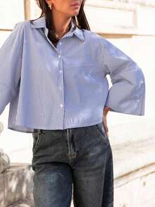 SUNSTORY 女士时尚优雅条纹衬衫，适合商务通勤、返校季、夏季休闲和都市风格穿着。 - 彩色 - 查看 1