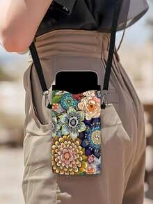 Funda de teléfono con estampado floral de acuarela, bolso cruzado multifuncional, bolsa protectora para teléfono a prueba de golpes, bolso de hombro y billetera de estilo casual para mujer, adecuada para varios modelos de teléfonos. Es la opción perfecta para regalos de cumpleaños, regalos festivos, regalos de Año Nuevo o regalos del Día de San Valentín. - Talla única - Ver 3