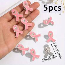 50pcs Pink Enamel Breast Cancer Awareness Ribbon Lapel Pins, Gold Trimmed, Metal Hope Brooch, For Women - Multicolor - View 17