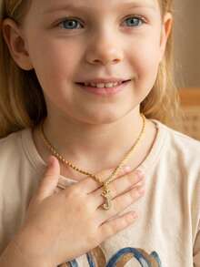 1pc Gold Twist Chain Necklace With Letter Pendant, Customizable Name, Suitable For Men, Girl And Children, Great Birthday Gift