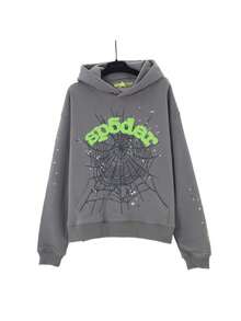 Unisex Y2K Hip Hop Spider Graphic Hoodies Set - Couples Matching Pullover Sweatshirt Tracksuit - Xám - Xem 1