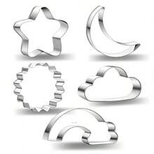 Juego de 5 piezas de cortadores de galletas con diseño de series meteorológicas, molde de galletas creativo DIY, herramientas de horneado específicas - acero inoxidable 430 - Ver 4