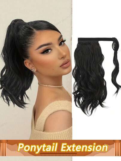 Tóc nối đuôi ngựa gợn sóng tự nhiên, kiểu quấn quanh, làm từ tóc thật nguyên chất, dễ dàng lắp đặt, phù hợp với mọi phụ nữ.