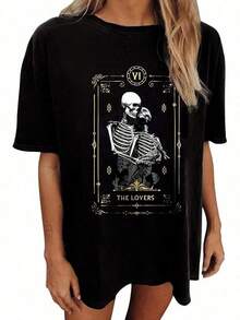 Women's Tops Letter Tee Graphic T-Shirts, Vintage Shirts For Women Cute Graphic Tee Spring Short Sleeve Tops Oversized Tshirts Teen Aesthetic Clothing-For Women, Holiday, Vacation,Daily Casual Fashion And Versatility. -Unisex Loose - Fit Comfortable Vintage Street - Style Cotton T - Shirt Top - Áo sơ mi dễ thương #G1 - Xem 2