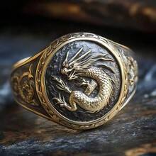 Luxury Personalized Chinese Dragon Jewelry Ring, Fashionable Couple Ring, Christmas, New Year Gift, Anniversary, Coming Of Age Gift - Bronze - View 1