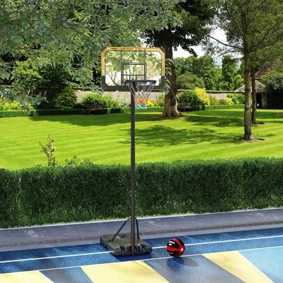 SPORTNOW Basketballkorb Outdoor mit Ständer, 182-213 cm höhenverstellbar Basketballständer mit Rollen, Standfuß mit Wasser Sand, Basketballanlage für Jugendliche, Erwachsene, in Hinterhöfen, Gärten