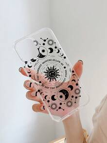 1个透明软壳手机壳，印有太阳、月亮和星星图案，兼容 17、Air、17 Pro、17 Pro Max、16 Pro Max、16 E、14/13、12、11 Pro Max、XS Max、X、XR、8、7、6S、Plus、Mini以及Galaxy A13 5G、S21 FE 5G、A15、A21S、A34、A12、S21、S25、S26，防震，适合作为生日礼物送给女朋友、男朋友或自己使用。 - 彩色 - 查看 2