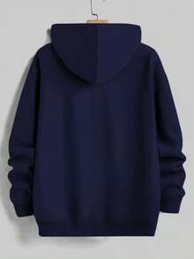 Clothes Katseye Men And Women's Extra-Large Size Couple's Hooded Sweatshirt - Thickened Long-Sleeved Pullover, Mysterious Pattern Print (Pentagonal Star, Anchor Point, Angel) & "Life Is Strong" Slogan, Universal Street Style For Men And Women, Machine Washable, Black With Purple Characters And Light Color Tones - Suitable For Daily Wear And Theme Parties - 藏蓝色 - 查看 2