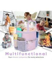 EstiloTendenciaBolsa De Ducha PortáTil De Malla De 10.2 X 9.9 Pulgadas Con Cierre Y 2 Bolsillos. DV Lifestyle - Bolsa De Ducha Ideal Para Gimnasio, Viajes, Campamento, Playa, Protector Solar, RecáMaraCalidad PremiumVersióN Mejorada - Gris Claro - Ver 6