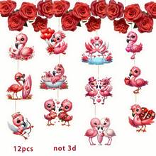 Adornos para árbol de San Valentín con bonitos flamencos rosas, adornos colgantes para fiestas en casa y oficina. - Rosa - Ver 4