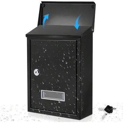 Caja de donaciones metálica con llave Buzón con cerradura Caja de sugerencias Urna segura montada en pared con ranura