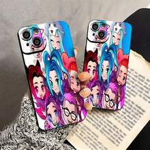 Estuche para teléfono Chibi Character Friendship Compatible con estuches para teléfonos   17  16 Pro Max  15 Pro Max  13 y  12 Material brillante 2 en 1 duradero a prueba de golpes y elegante Una excelente opción para familiares, amigos, seres queridos, novios, novias y regalos de Navidad y Año Nuevo - Negro - Ver 4