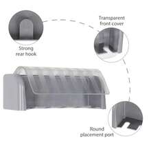 5 Slots Wall Mount Toothbrush Holder With Cover Self Adhesive Toothbrush Storage Organizer For Shower Toothbrush Hanger With Automatic Toothpaste Squeezer Dispenser - 灰色 1 包 - 查看 3
