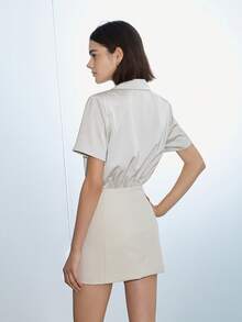 Women's Summer Casual/Office Commute Peak Collar Double-Breasted 2 In 1 Shirt Dress Elegant - Multicolor - View 2